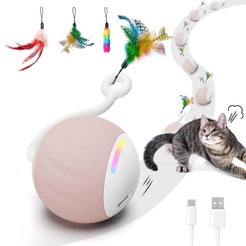 Product Introduction of Interactive Cat Toy, 1 Box USB Rechargeable 5 in 1 Automatic Ball with LED Light, Smart Sound & Touch Control Cat Teaser Toy, Pet Supplies 0