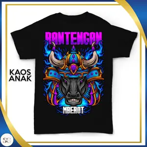 Malangan Mberot Bantengan - Kaos Viral Anak Katun Combed 30s Fashion Distro Hitam Navy Maroon Baju Keren Kece