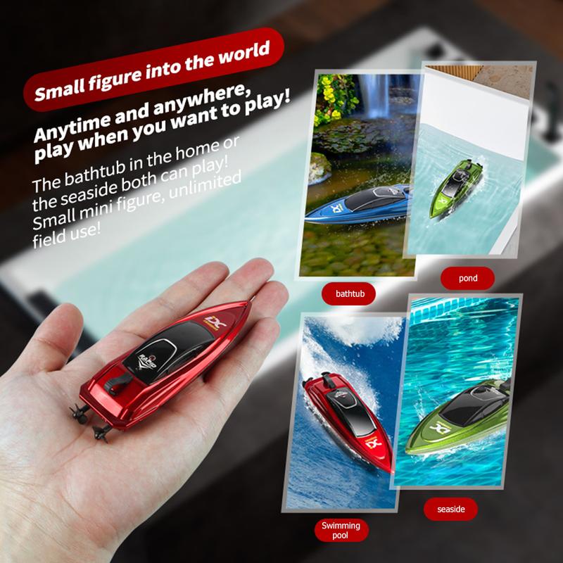 2.4GHz High Speed Mini RC Boat LED Light Waterproof Electric Remote Control Ship Children Remote Control Ship Toy Party Gift 1