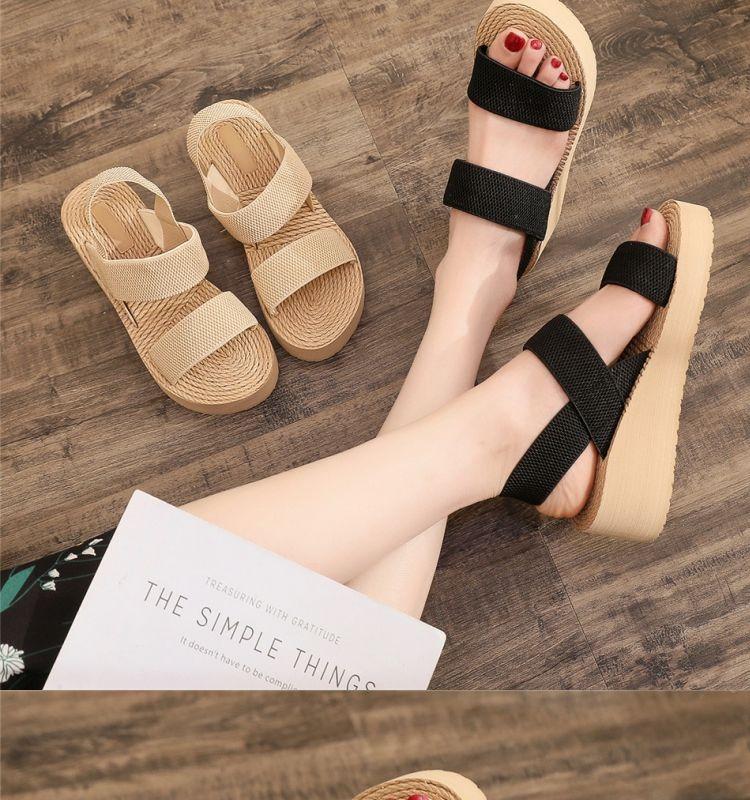 Product Introduction of 2025 Women's Outdoor Sandals Summer New Korean Style Fashionable Cross Strap Fashionable Platform Roman Shoes Sandals 13