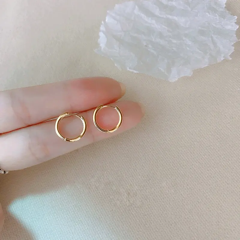 Khuyên tai tròn trơn Bạc mạ vàng 18k | Size 13mm | 1 chiếc