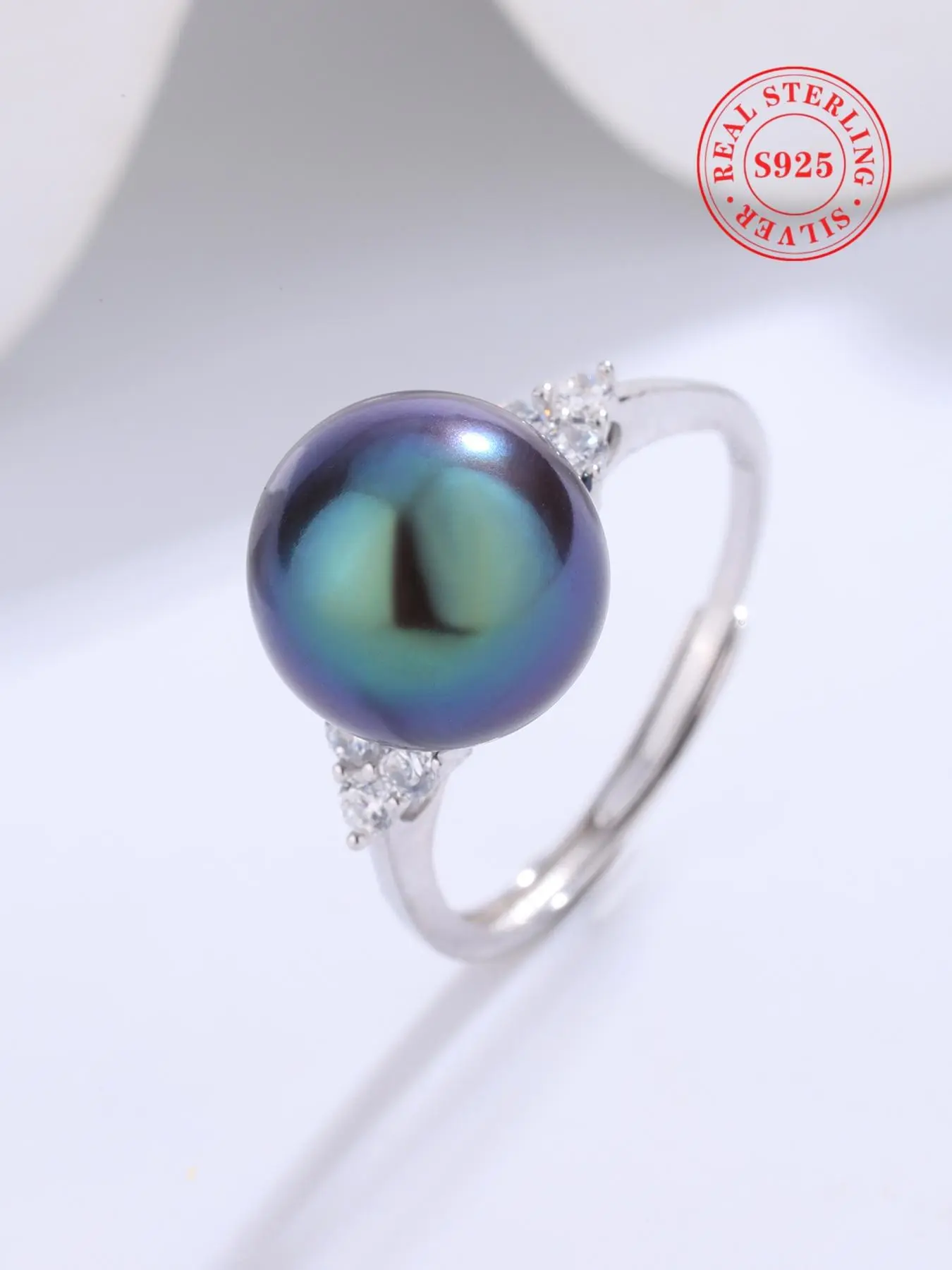 S925 Sterling Silver Natural Freshwater Pearl & Artificial Zircon Decorated Ring, Adjustable Ring for Women, Elegant Jewelry for Party, Daily Decor