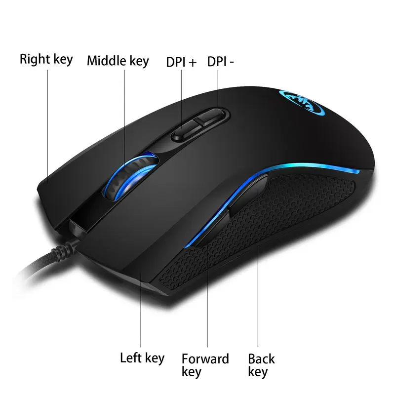 HXSJ-A869 Wired Gaming Mouse, 3200DPI Optical Sensor Mouse, Ergonomic Right Hand Gamer Mouse, Gaming Accessories for Home Office 6