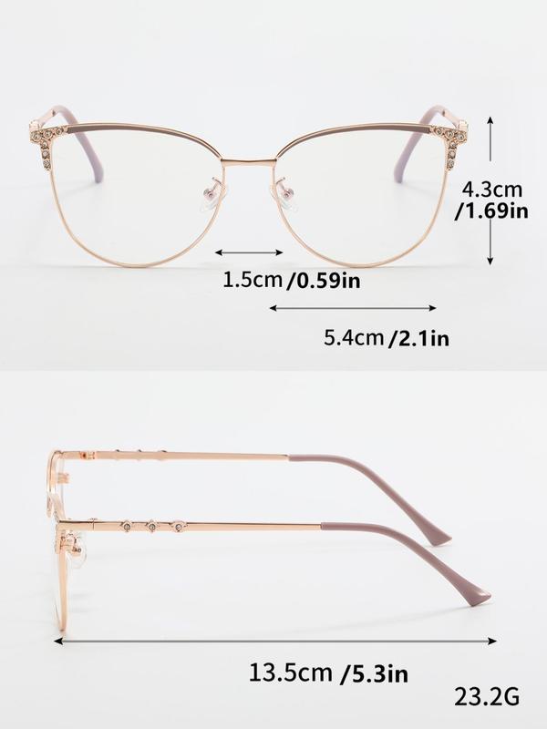 Unisex Anti-blue Light Cat Eye Rhinestone Design Frame Eyeglasses, Fashion Eyeglasses for Work, Daily Clothing Decor, Perfect for Student Daily Use 1
