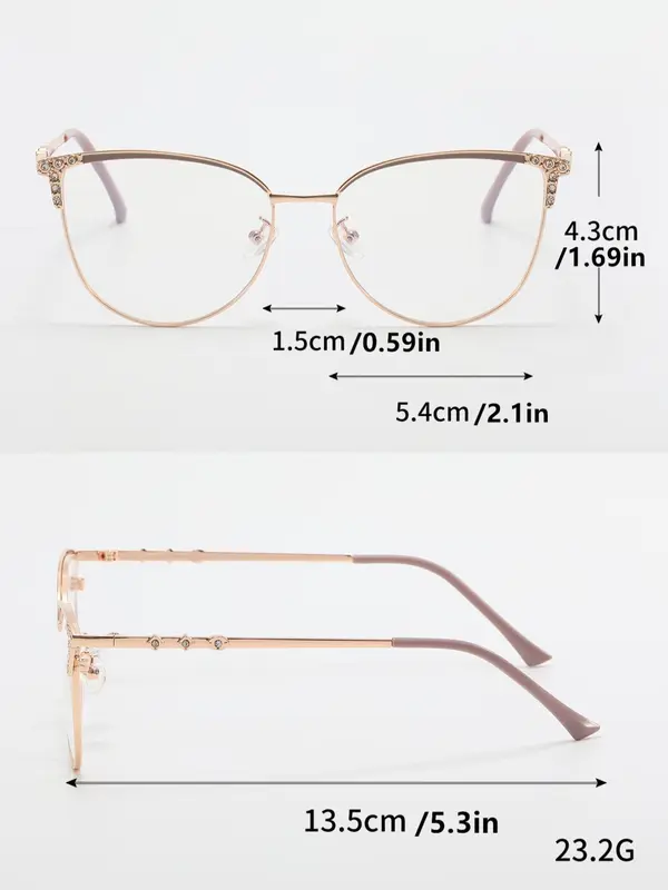 Unisex Anti-blue Light Cat Eye Rhinestone Design Frame Eyeglasses, Fashion Eyeglasses for Work, Daily Clothing Decor, Perfect for Student Daily Use 1