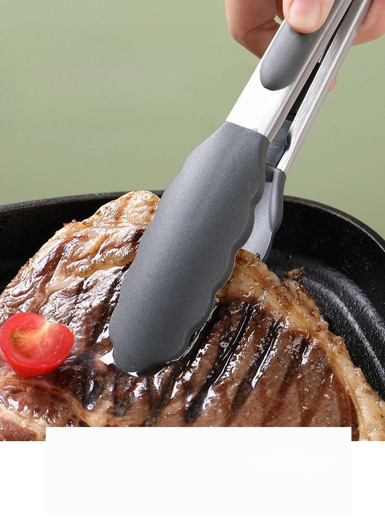 Product Introduction of Silicone Kitchen Food Tongs – Heat-Resistant Stainless Steel Cooking Tongs for BBQ, Bread, Steak, and Grilling 4