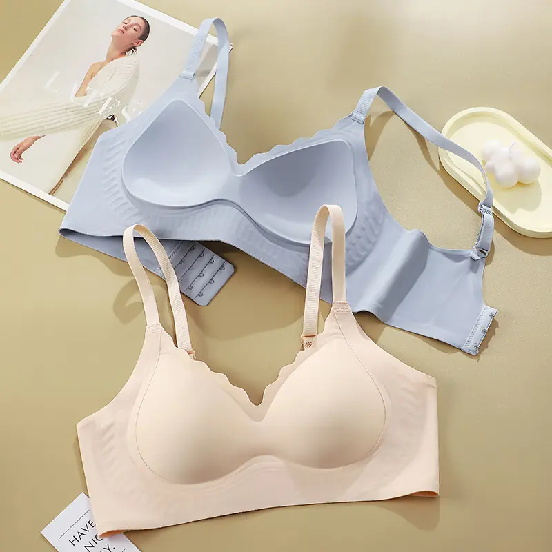 Seamless Jelly Lift Bra for Women, Fixed Cup, Small Chest, Gathered, Side Breast Collection, Anti-Sagging, Thin, Wireless Bra