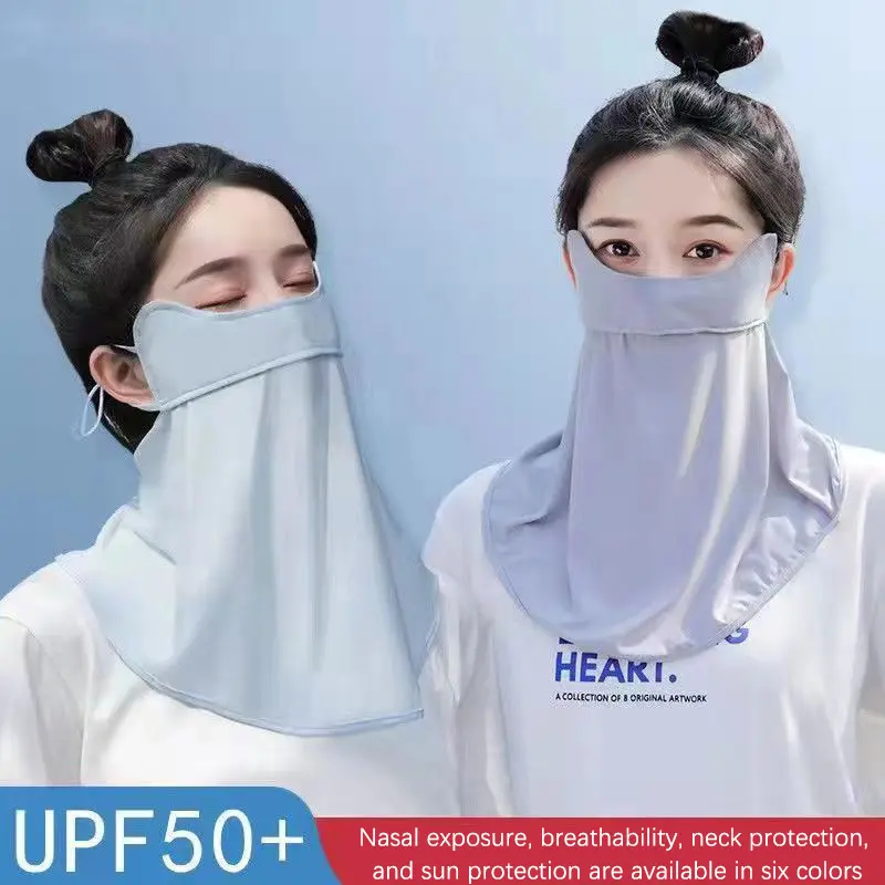 Khẩu Trang Chống Nắng, Mùa Hè, Dành Cho Nữ, Sử Dụng Ngoài Trời, Chống Tia UV, Nhanh Khô, Khăn Quàng Mặt, Thoáng Khí, Bảo Vệ Cổ, Có Băng Đô Tai Treo Women Accessories Voan Phụ Kiện