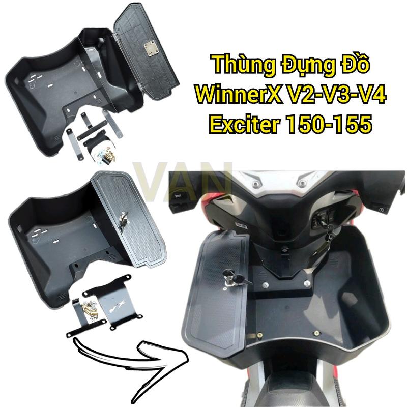 Thùng Rổ Đựng Đồ Xe WINNER X EXCITER Có Hộp Khóa Nhựa Đen Nhám
