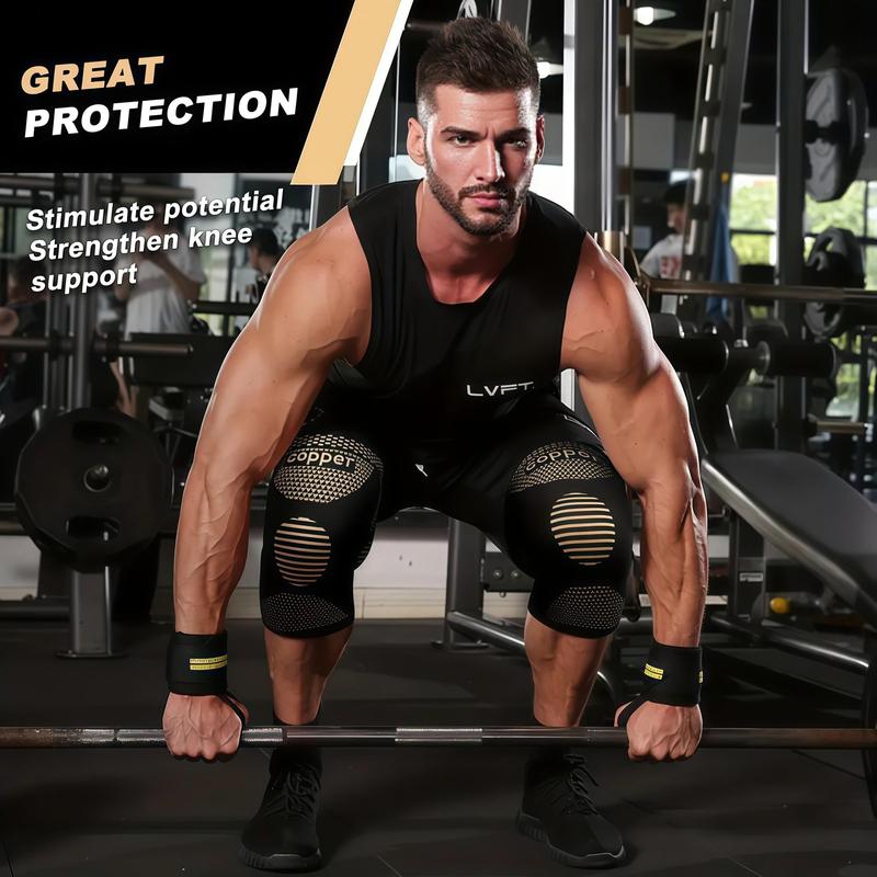Copper Knee Pads, 1 Pair Breathable Knee Brace, Sports Knee Protector for Yoga, Lifting, Football, Basketball, Running, Gym, Workout 5