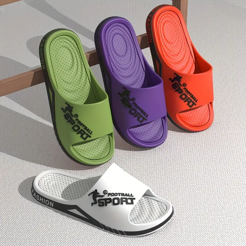 Ultra-Soft Fashion Thick Sole Slides - Couples' Sporty Beach & Home Sandals with "SPORT" Graphic Design, EVA Material, Comfortable Indoor/Outdoor Slippers 1