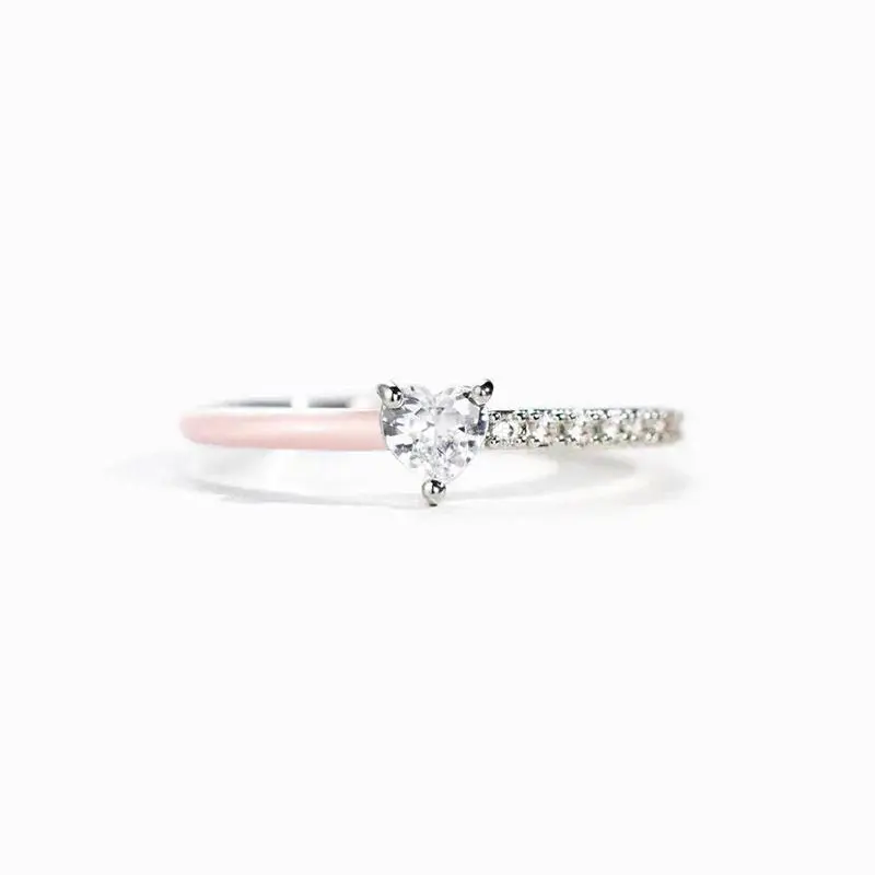 Silver Color Dazzling Cute Heart Ring for Women Girls Adjustable Daily Accessories Gifts Anillos De Mujer Rings for Women