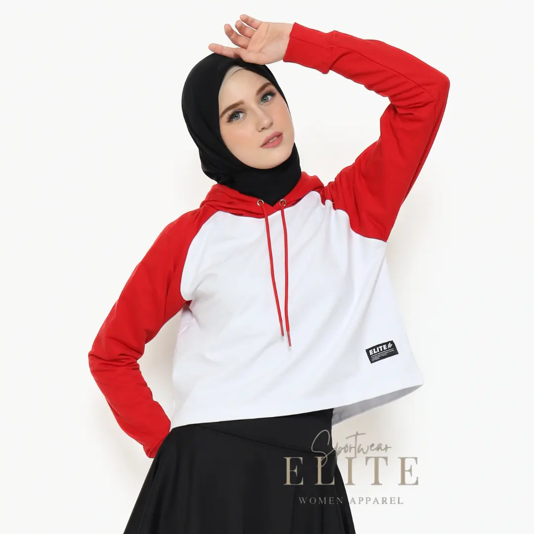 ELITE Luxury Hoodie Long Sleve Exclusive | Crop Top | Oversize Style Sport Baju Muslim