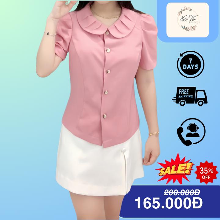 Áo sơ Mi nữ cổ lá sen Công sở 2blue ời trang điểm be đen  sang trọng Top Women sơ mi  thô áo sơ mi  thô bèo đen sang trọng áo đơn เก๋ Shirt Voi