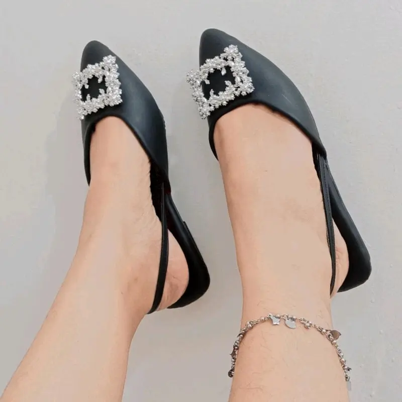 Neoby - MEGAN slip on mules wanita sendal cewek selop flatshoes kerja kantoran kuliah casual heels mewah  Hak Pendek (1-3 cm) 1
