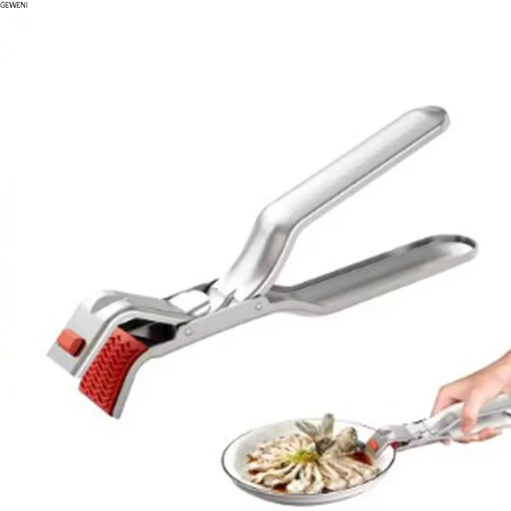 GEWENI Portable Retriever Tong Anti-scalding Clip Thickened Stainless Steel Hot Bowl Holder Heat-resistant Ergonomic Handle Pot Pan Gripper Clip Steamers Oven