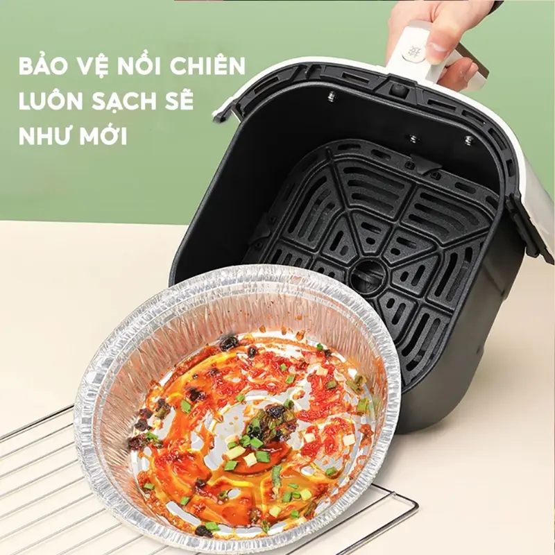 COMBO 50 Khay Giấy Bạc Lót Nồi Chiên Không Dầu JYoohome Khuôn Giấy Bạc Đựng Thực Phẩm Tiện Lợi 2