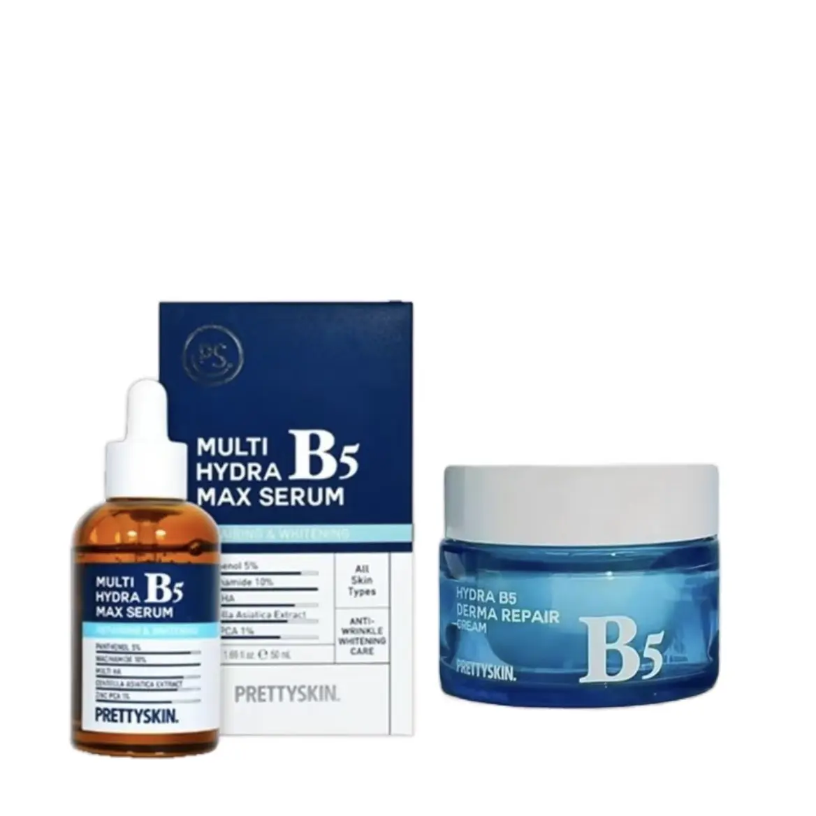 Combo serum b5 (da dầu) + kem dưỡng b5 Prettyskin cấp ẩm, phục hồi