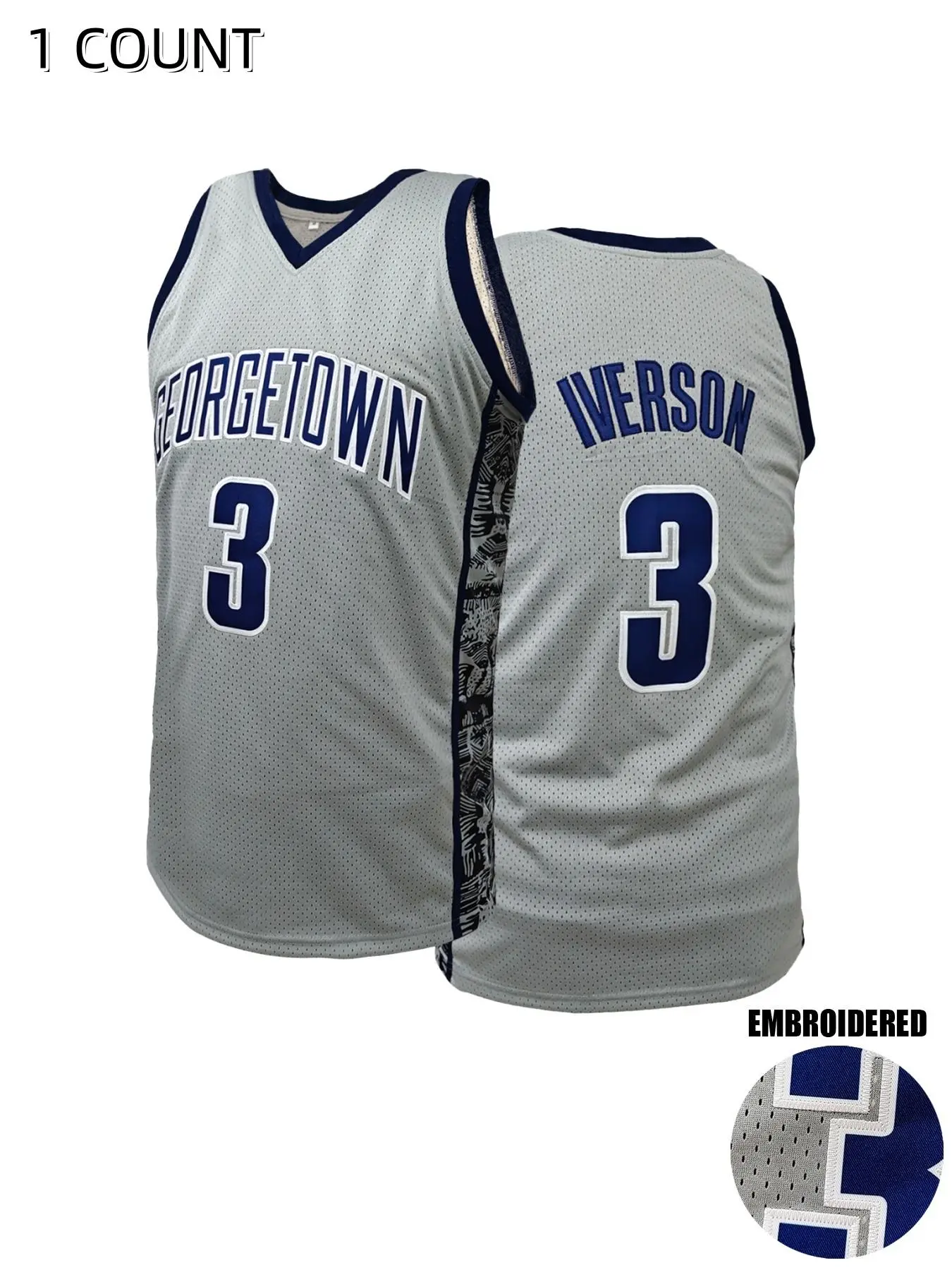 Men's Letter & Number Embroidery Contrast Binding Sports Basketball Jersey, Loose Casual Breathable Sleeveless V Neck Professional Sports Basketball Top, Summer Sports Clothing for Men