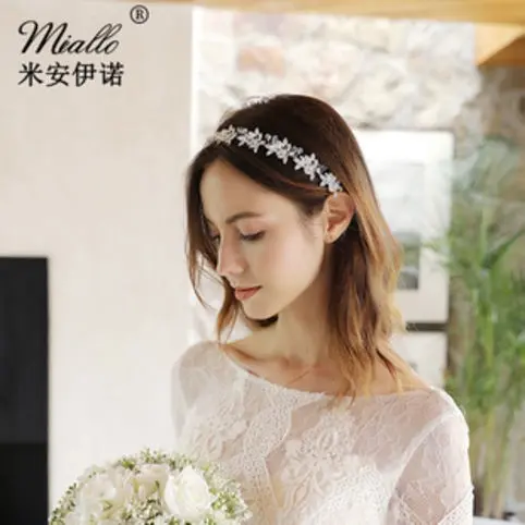 Headpiece bandana zirkon lentur hiasan rambut elegan hiasan rambut ulang tahun/penganti/wisuda/hijab original import 3