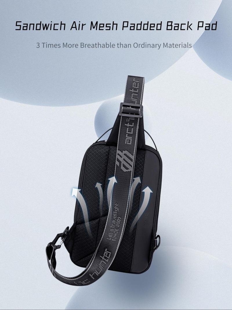 Product Introduction of Men's Letter Pattern Crossbody Bag, Casual Versatile Sling Bag for Men and Women, Fashionable Chest Bag for Daily Use 5