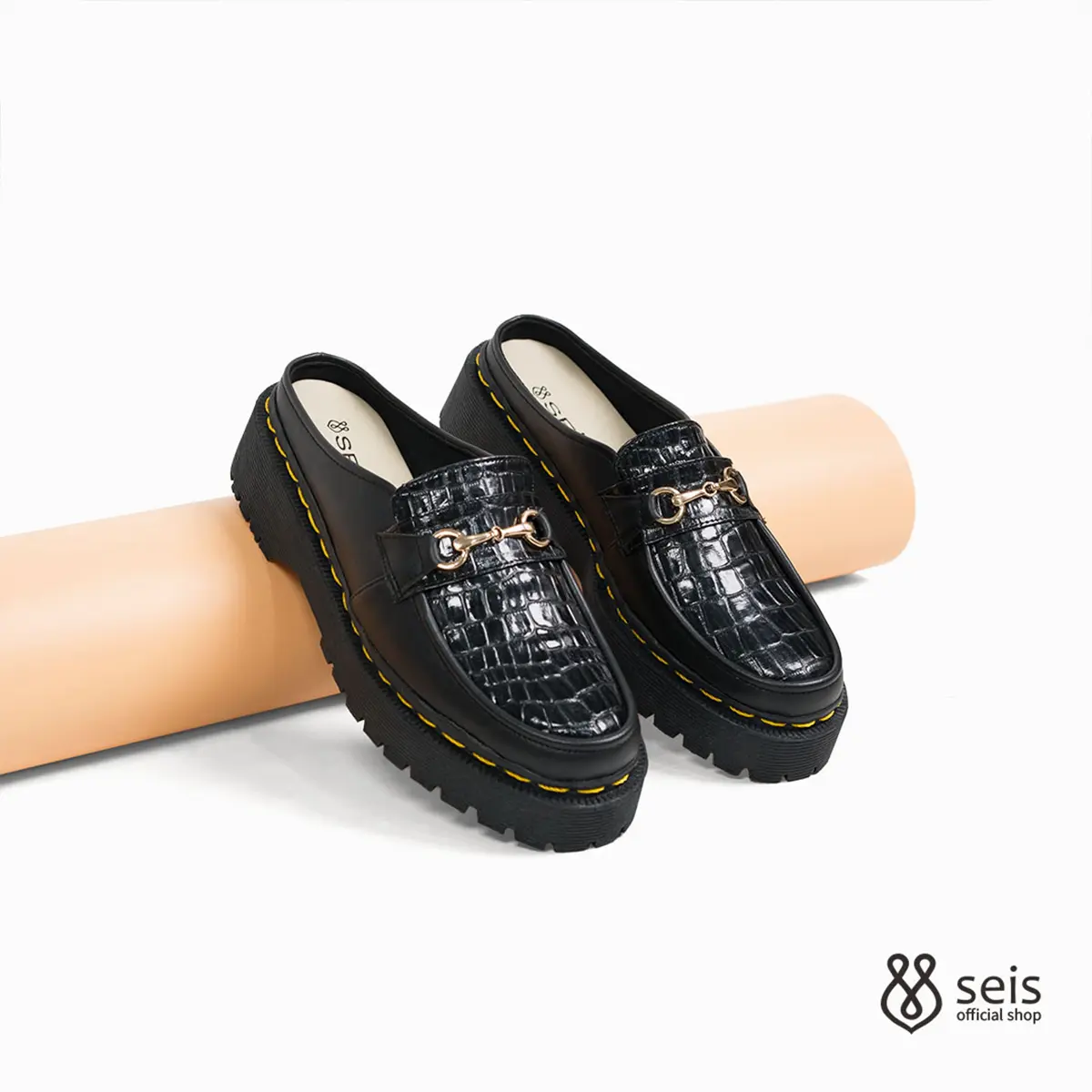 SEIS Lexi Loafers Mules Wanita Shoes Kasual  Sendal  Black Perempuan