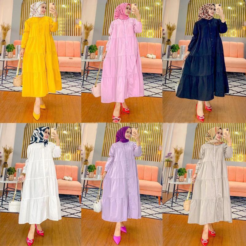 Product Introduction of M889# Factory Direct Muslim Long-Sleeved Cotton Dress Women's Arabic Robe Southeast Indonesia Dress 5