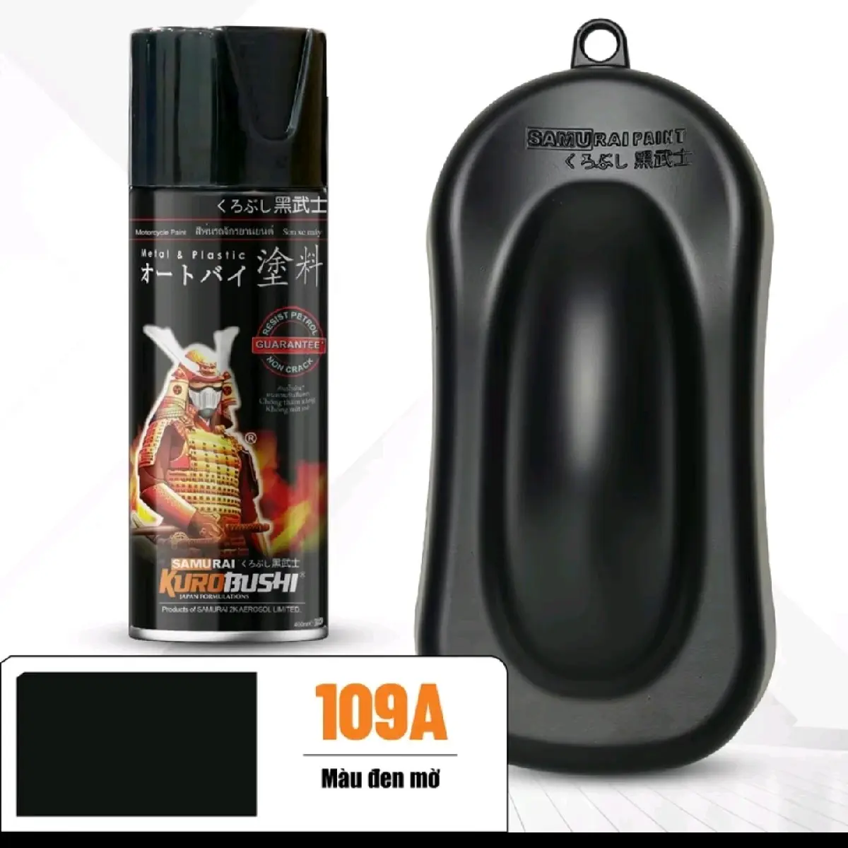 sơn xịt màu đen nhám 109A samurai sơn xe máy và oto
