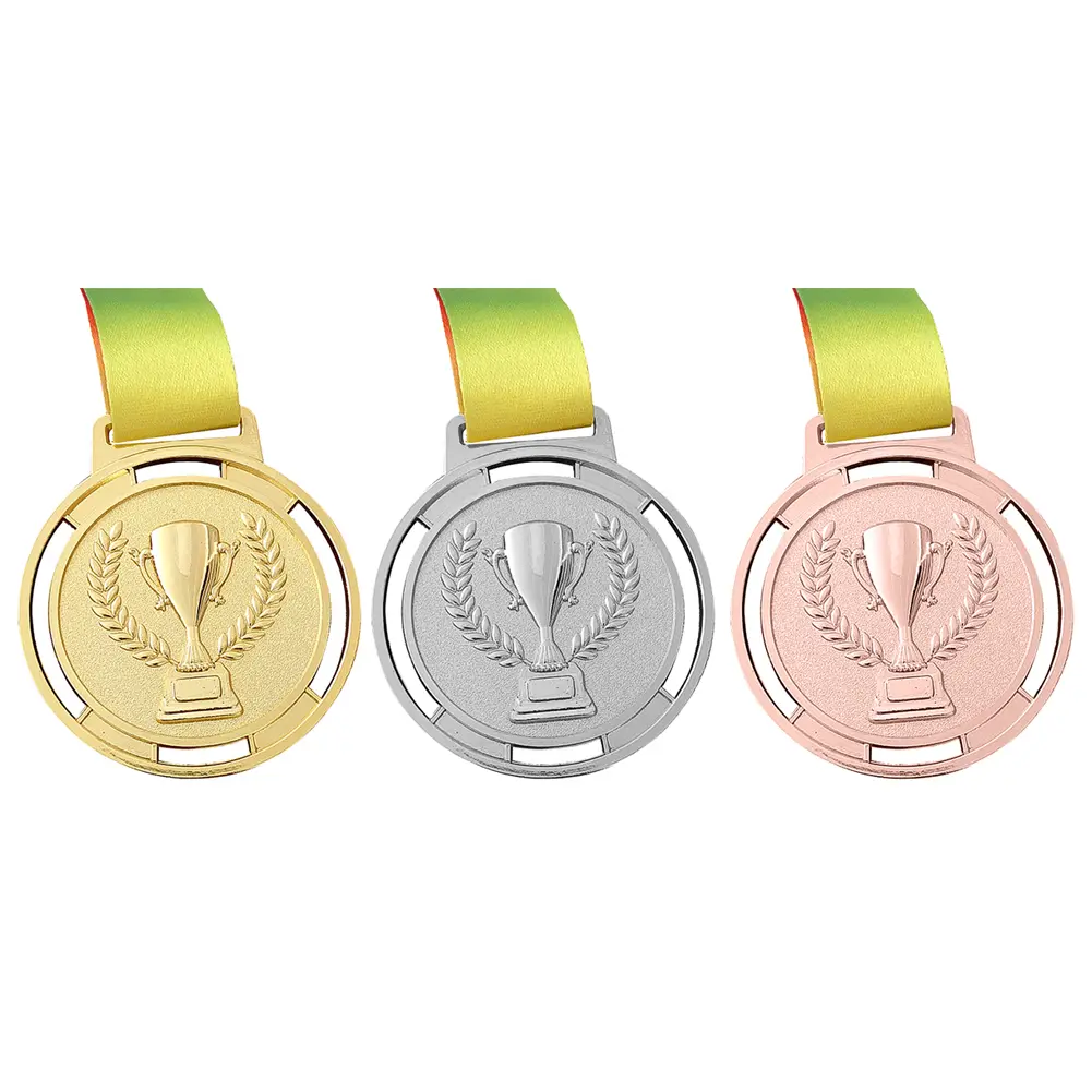 Torch Medal Souvenir Zinc Alloy Sport Competition Prize with Ribbon Strap