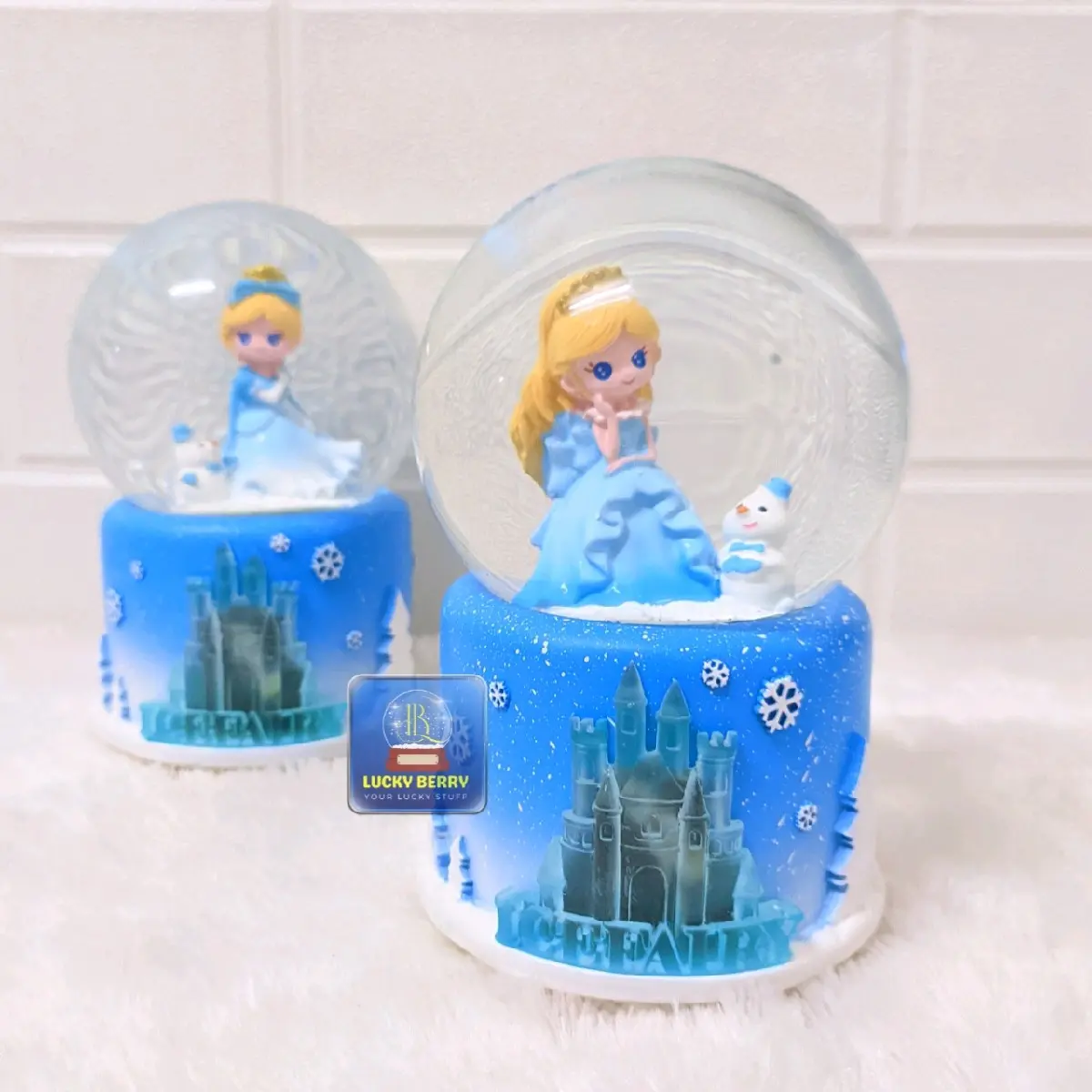 Snowball /Pajangan Bola Kaca Music Box  XL (100) Frozen Ice Fairy + Lampu Salju Otomatis Bergerak