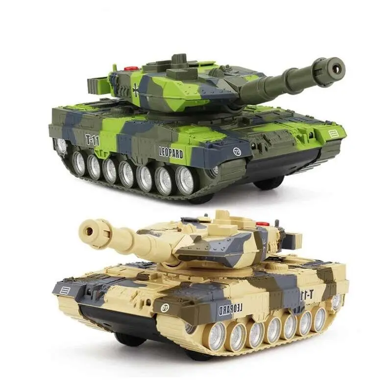 Children's 360 Rotating Inertia Simulation Tiger Military Armored Missile Tank Car Model Glowing Toy Boy Gifts