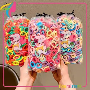[FS] 500pcs & 200pcs Ikat Karet Rambut Donat Jumbo Pouch Warna Warni Elastis Mini Untuk Wanita Gaya Anak Perempuan Scrunchies