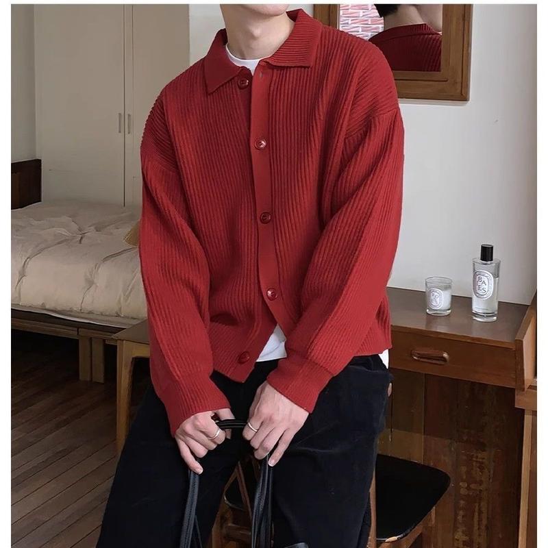 Product Introduction of Áo Khoác Cardigan Len, Màu Xanh Lá Đậm Trơn Cổ Polo, Dáng Rộng Vừa Vặn, Thoải Mái, Mặc Mùa Thu Và Mùa Đông, Phong Cách Hàn Quốc, Thời Trang Nam, Trang Phục Thường Ngày 4
