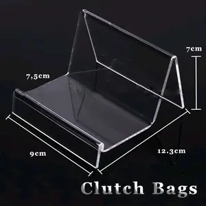 Stand Clutch Bag Acrylic isi 10 pcs - Rak display Tas pouch Hp Akrilik