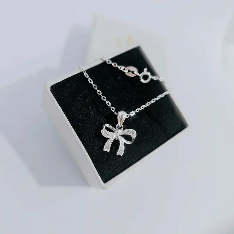 QMJ STORE- Dây chuyền NƠ TIỂU THƯ bạc nữ đẹp QMJ NT40, thời trang phụ kiện trang sức bạc 925 cao cấp 4