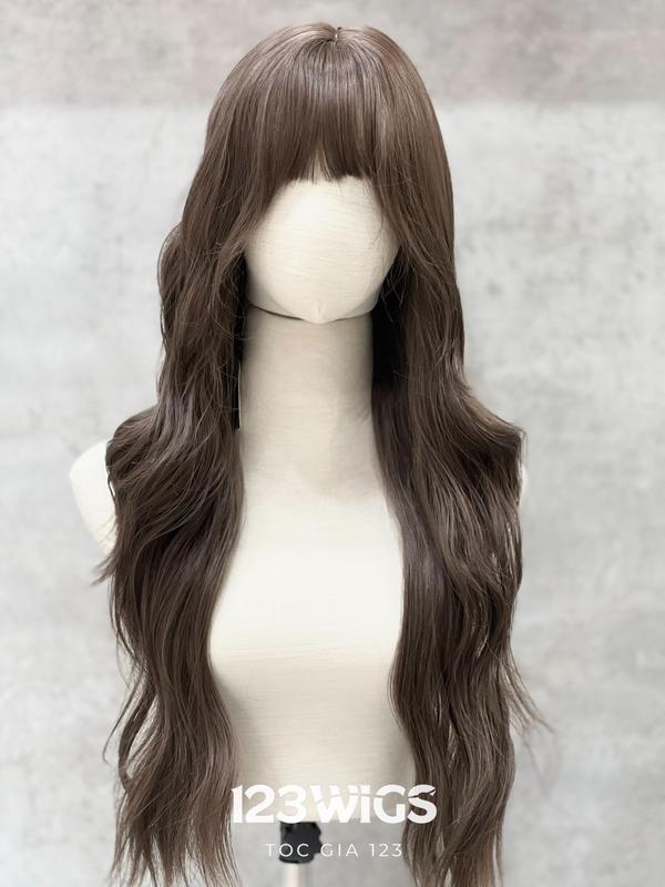 123WIGS - Tóc giả nguyên đầu hush cut xoăn mái thưa dài ngang lưng S1006 4