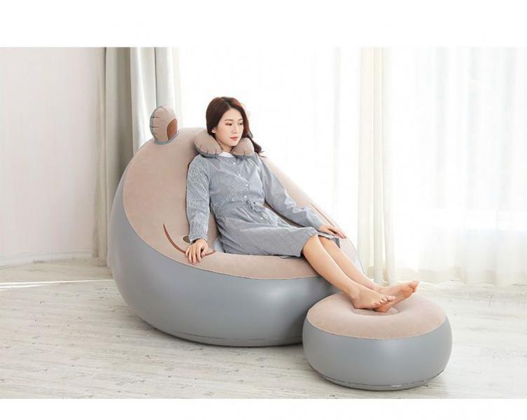 Product Introduction of Lazy Sofa Bear Inflatable Sofa Bedroom and Household Lazy Air Sofa Folding Balcony Small Sofa Sofa Bed 9