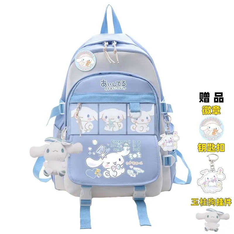 Túi đi học Anime Sanrio, đồ chơi sang trọng Cinnamoroll, ba lô trẻ em, bé gái, bé trai, Xanh Biển đen, túi đi học Kawaii cho học sinh, túi đi học lớn, quà tặng máy tính