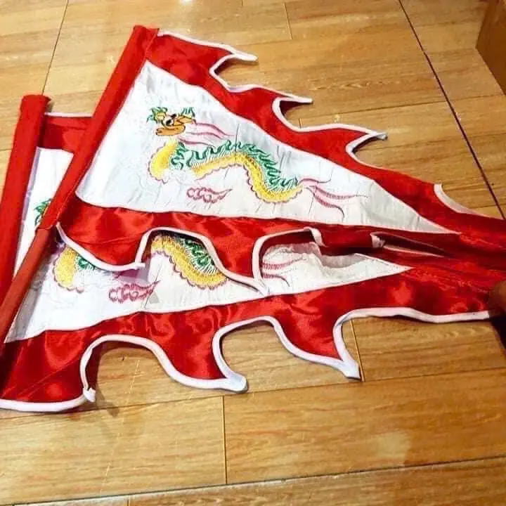 Cờ chéo ngũ phương thêu rồng 2 mặt 2