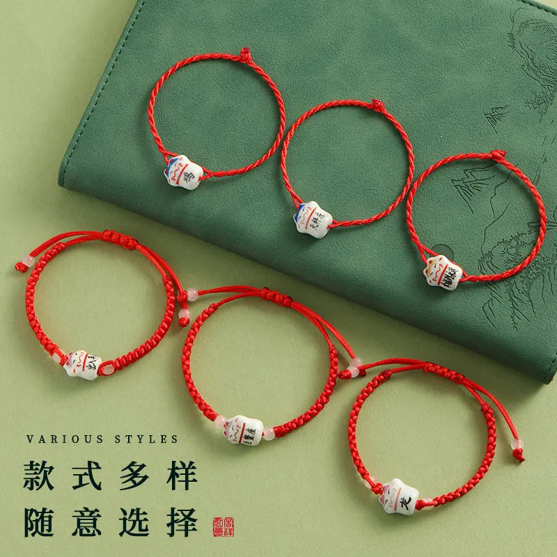 Phước Lành Cung Cấp, Thủ Công, Dệt, Nút Thắt Phẳng, Thiết Kế Mèo May Mắn, Mèo Gốm,   Dây  12 Cung Hoàng Đạo tui mu vong  vong    ngoc  trai Ngọc Phụ Kiện lac  co  la may man chuỗi  tình  bạn       safety  pin        rắn citrine     dây         quang 3