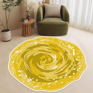 Irregular Round Rug, 1 Count Creative Abstract Flower Pattern Floor Mat, Non-slip Soft Comfortable Rug for Home Living Room Bedroom Decor