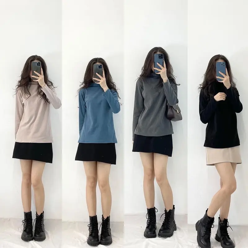 Áo Giữ Nhiệt Lông Thỏ Dài Tay, Áo Thun Cổ 3 Phân Giữ Ấm Chất Vải Dày Dặn Miho House