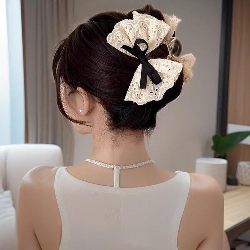 Kẹp Gắp Dọc Nơ Ren 13cm Phong Cách Tiểu Thư Hoài Cổ, Kẹp Tóc Women Hoa