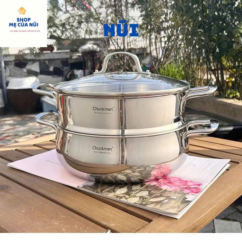 Nồi Kèm Xửng Hấp Chockmen Inox Cao Cấp Liền Đáy 16 20 24 26 28 30cm quánh inox gia dụng nồi hấp