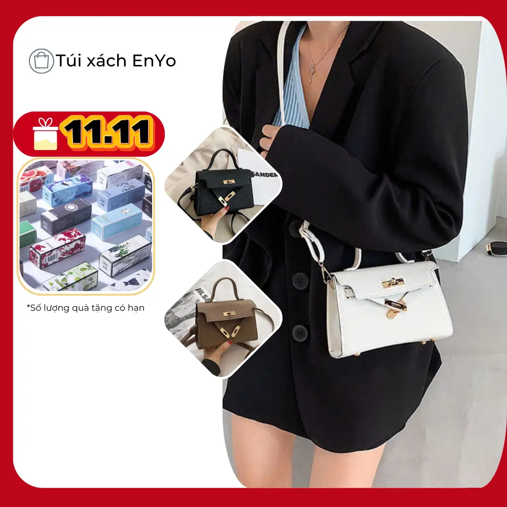 Túi đeo chéo size 19 dành cho nữ sẵn  màu đen, nâu trắng chất da pu đẹp mẫu hot trend