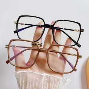 Kacamata Anti Radiasi Persegi Lensa Normal Style Korea Bingkai Retro Petak Eyeglasses High Quality Eyewear