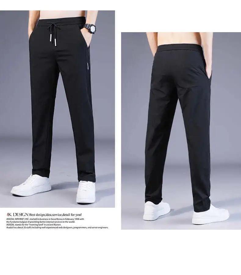 Product Introduction of Men's Ice Silk Pants Loose Breathable Straight Slim Casual Pants Summer Thin Long Pants Elastic Men's Sports Wholesale 16