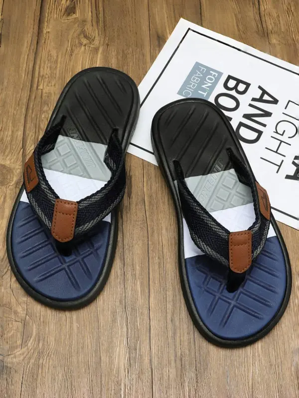 Unisex Trendy Color-block Flip-flops, Casual Comfortable Non-slip Slides for Beach & Casual Outings, Fashionable Slippers for Indoor & Outdoor Wear 3