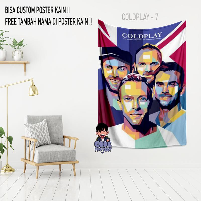 COLDPLAY - poster kain coldplay - hiasan dinding - dekorasi dinding kamar coldplay - aksesoris dinding kamar - hiasan coldplay - Ukuran 90x140cm 6