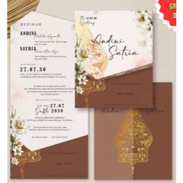 Undangan Pernikahan PROMO Terbatas HEPI 24.032 | Paket Lengk Elegan Modern Paket Lengkap 100 PCS Gratis Label & Plastik - JanjiKita | Default